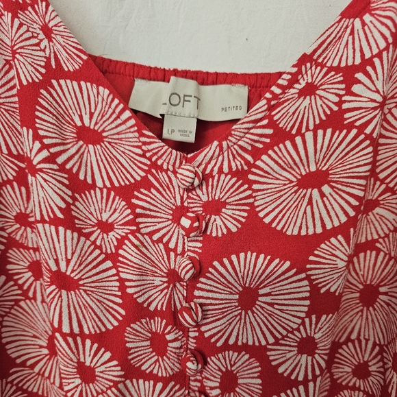 LOFT Smocked Waist Sundress in Red and White - LP - Picture 3 of 5